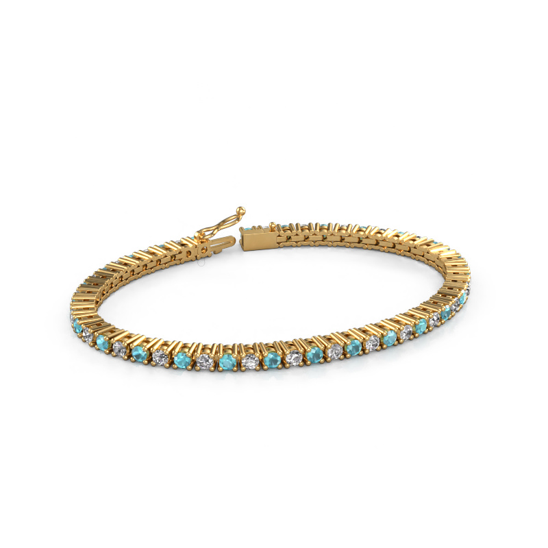 Bild von Tennisarmband Karin 3 mm 585 Gold Blau Topas 3 mm