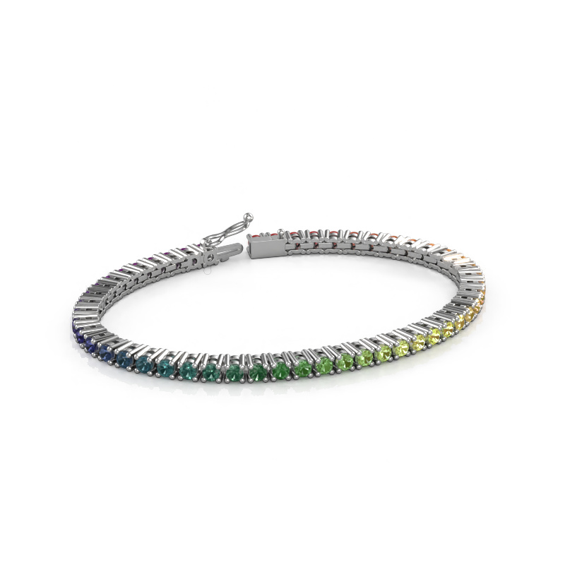 Image of Tennis bracelet Karin 3 mm rainbow 585 white gold Rainbow sapphire 1 3 mm