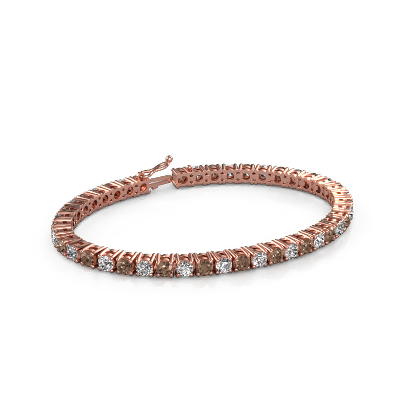 Image of Tennis bracelet Karin 4 mm 585 rose gold Brown diamond 10.75 crt