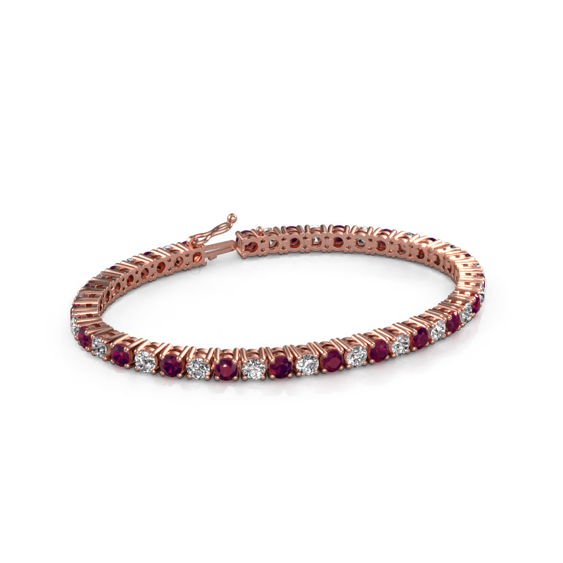 Image of Tennis bracelet Karin 4 mm 585 rose gold Rhodolite 4 mm