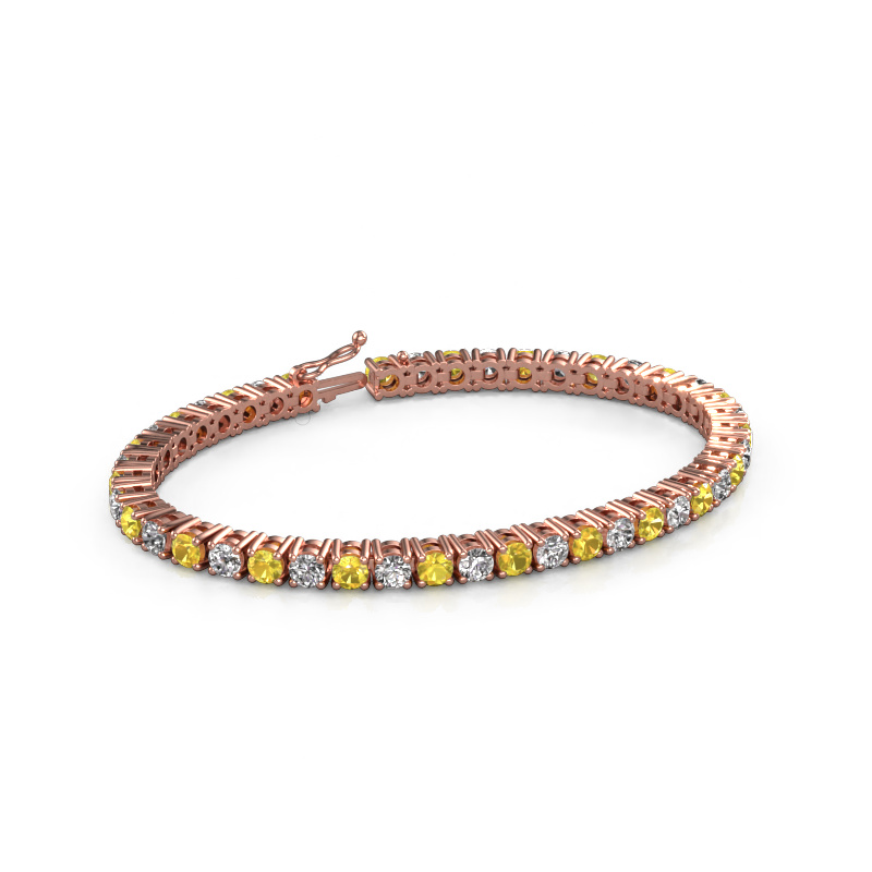 Image de Bracelet tennis Karin 4 mm 585 or rose Saphir jaune 4 mm