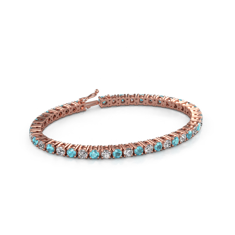 Image of Tennis bracelet Karin 4 mm 585 rose gold Blue topaz 4 mm