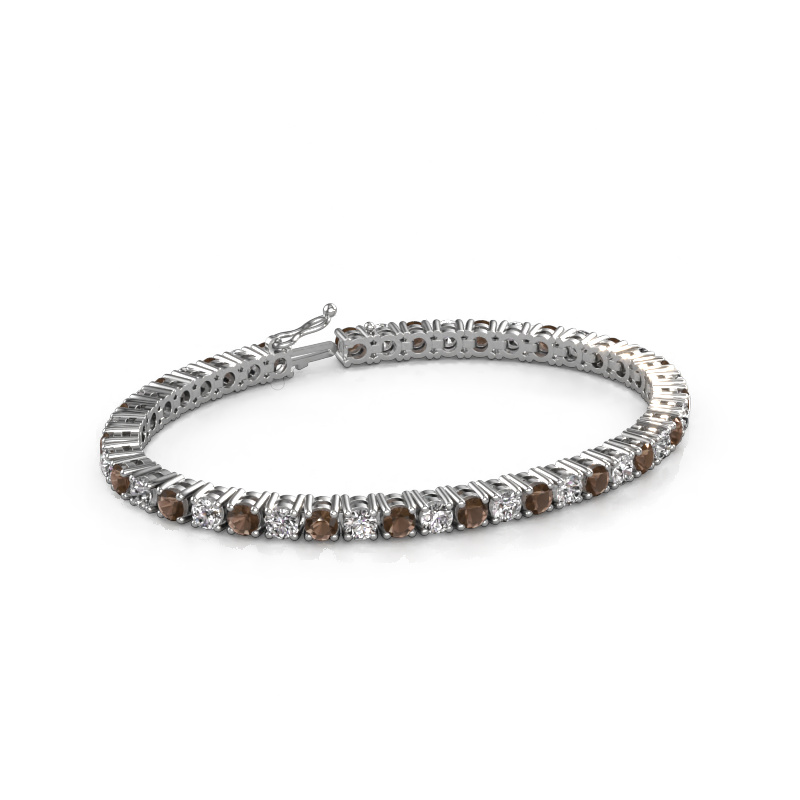Image of Tennis bracelet Karin 4 mm 585 white gold Smokey quartz 4 mm