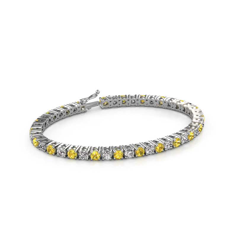 Image of Tennis bracelet Karin 4 mm 585 white gold Yellow sapphire 4 mm