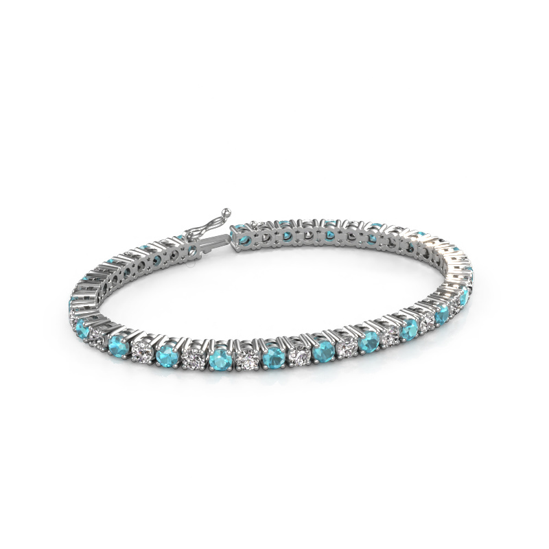 Image of Tennis bracelet Karin 4 mm 585 white gold Blue topaz 4 mm