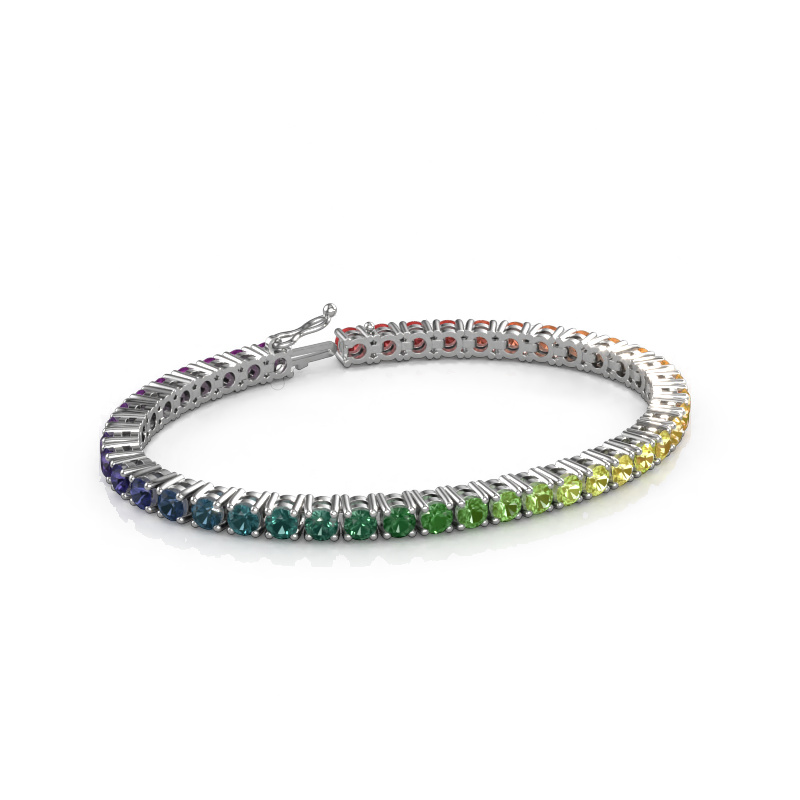 Image of Tennis bracelet Karin 4 mm Rainbow 585 white gold Rainbow sapphire 1 4 mm
