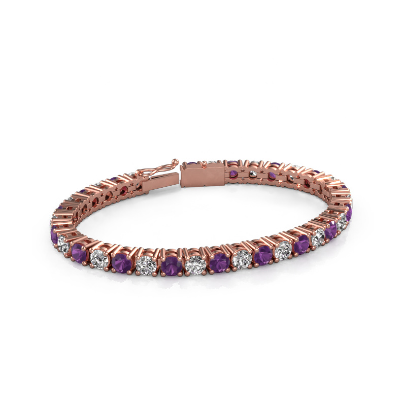 Image of Tennis bracelet Karin 5 mm 750 rose gold Amethyst 5 mm