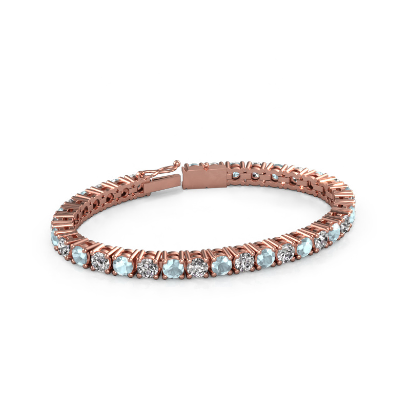Image of Tennis bracelet Karin 5 mm 750 rose gold Aquamarine 5 mm