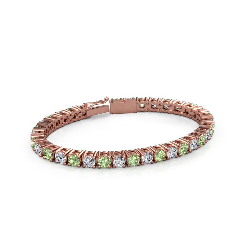 Image of Tennis bracelet Karin 5 mm 750 rose gold Green lab grown diamond 5 mm