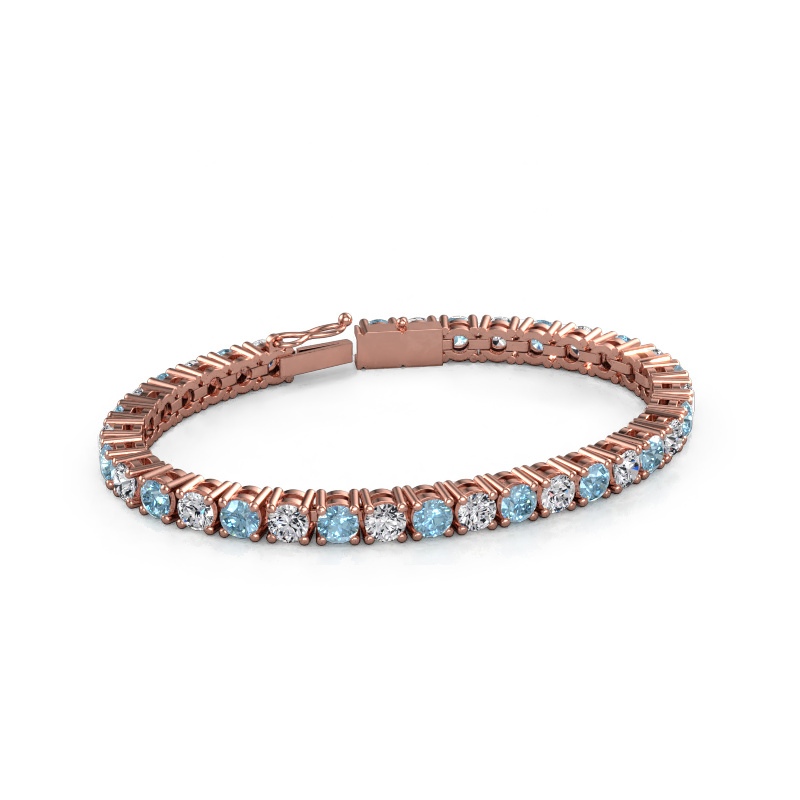 Image of Tennis bracelet Karin 5 mm 750 rose gold Blue lab grown diamond 5 mm