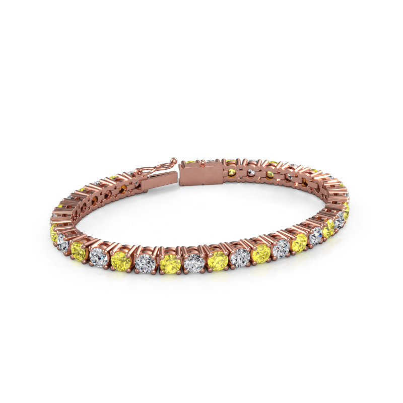 Image of Tennis bracelet Karin 5 mm 750 rose gold Yellow lab grown diamond 5 mm