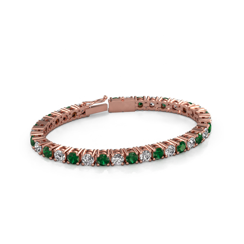 Image of Tennis bracelet Karin 5 mm 750 rose gold Emerald 5 mm
