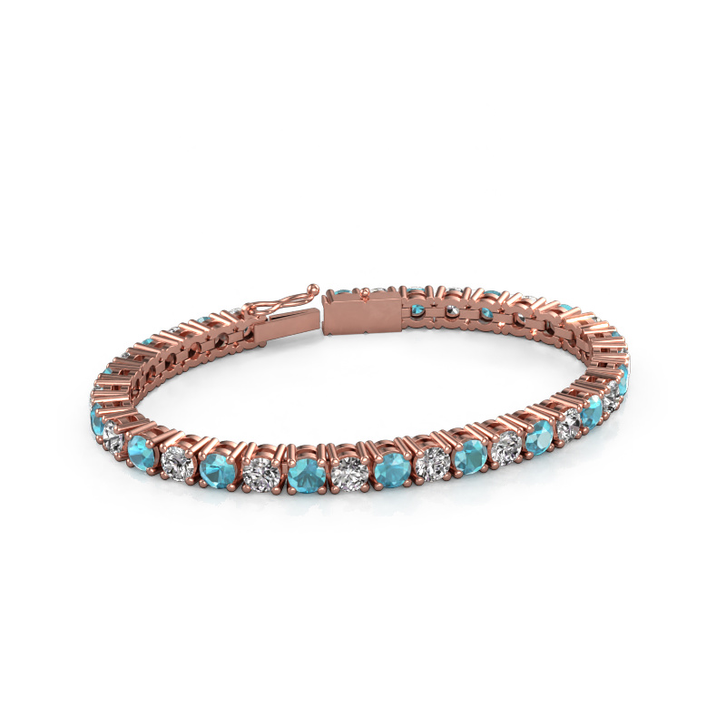 Image of Tennis bracelet Karin 5 mm 750 rose gold Blue topaz 5 mm