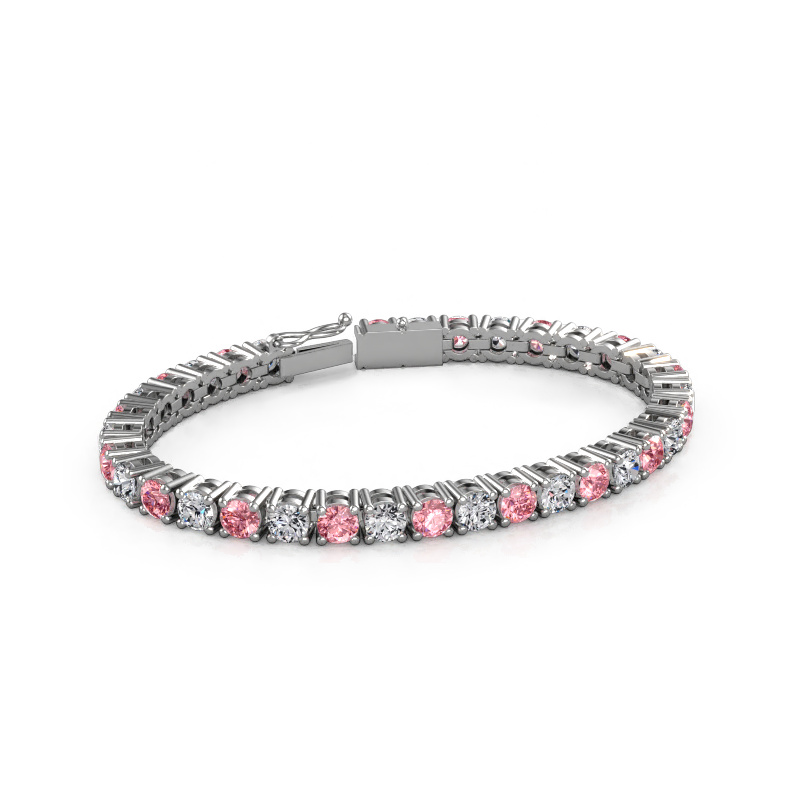 Image of Tennis bracelet Karin 5 mm 750 white gold Pink lab grown diamond 5 mm