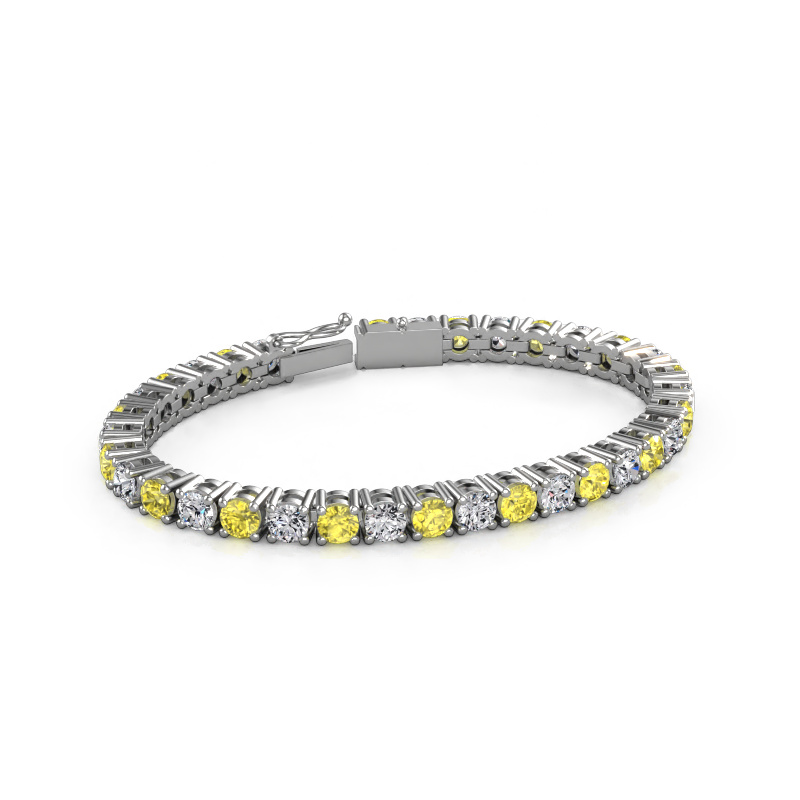 Image of Tennis bracelet Karin 5 mm 750 white gold Yellow lab grown diamond 5 mm