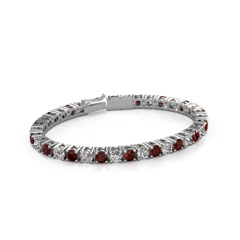 Image of Tennis bracelet Karin 5 mm 750 white gold Garnet 5 mm