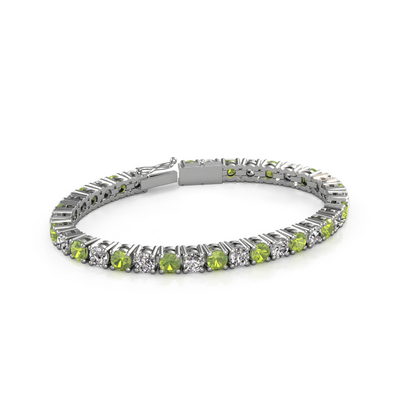 Image of Tennis bracelet Karin 5 mm 750 white gold Peridot 5 mm