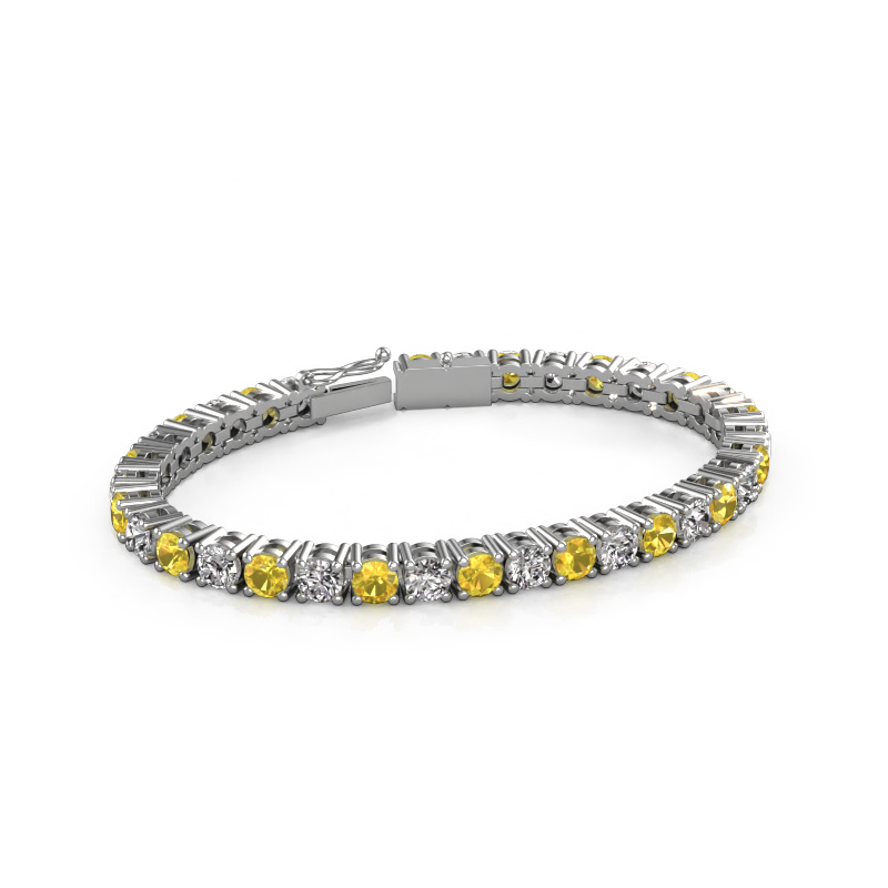 Image of Tennis bracelet Karin 5 mm 750 white gold Yellow sapphire 5 mm