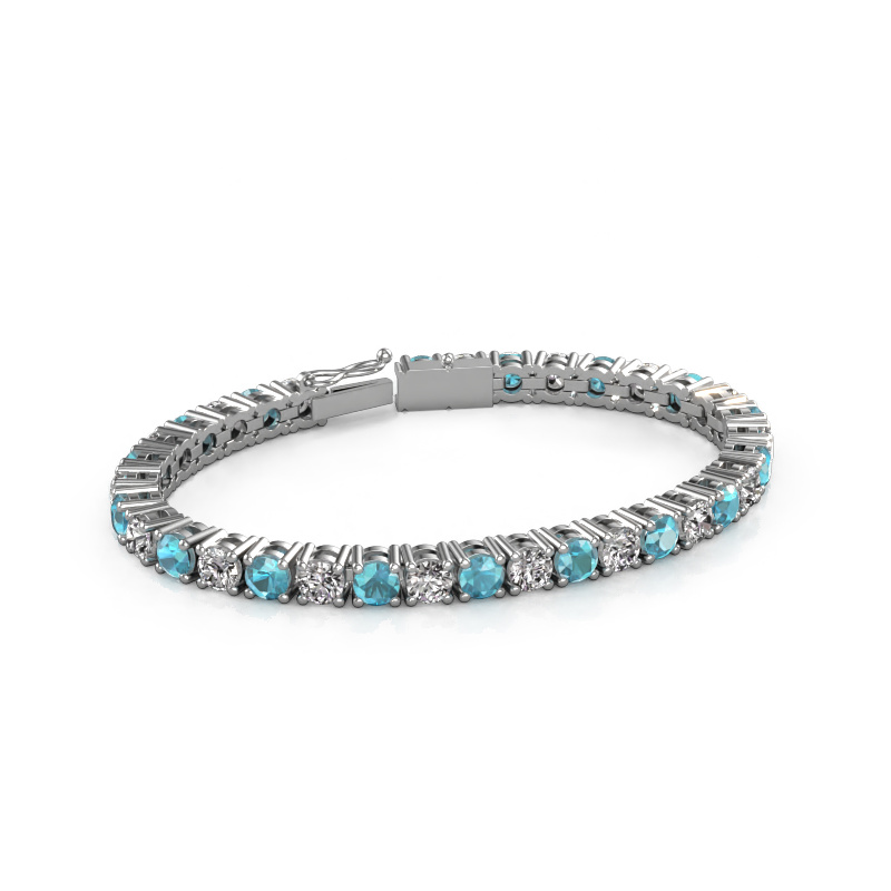 Image de Bracelet tennis Karin 5 mm 750 or blanc Topaze bleue 5 mm