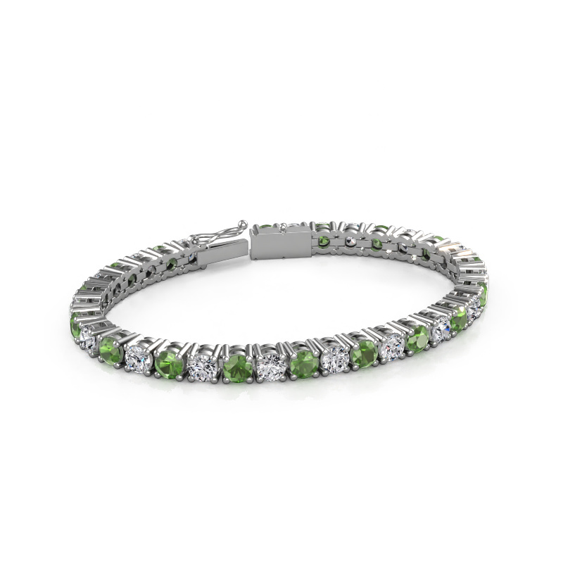 Image of Tennis bracelet Karin 5 mm 750 white gold Tourmaline green 5 mm