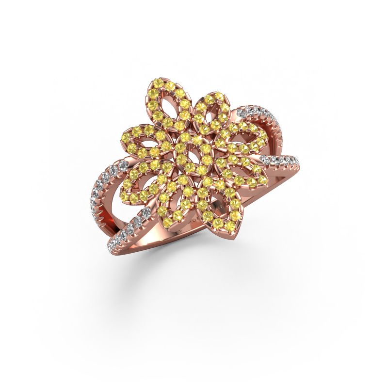 Image de Bague karina 585 or rose Saphir jaune 1 mm