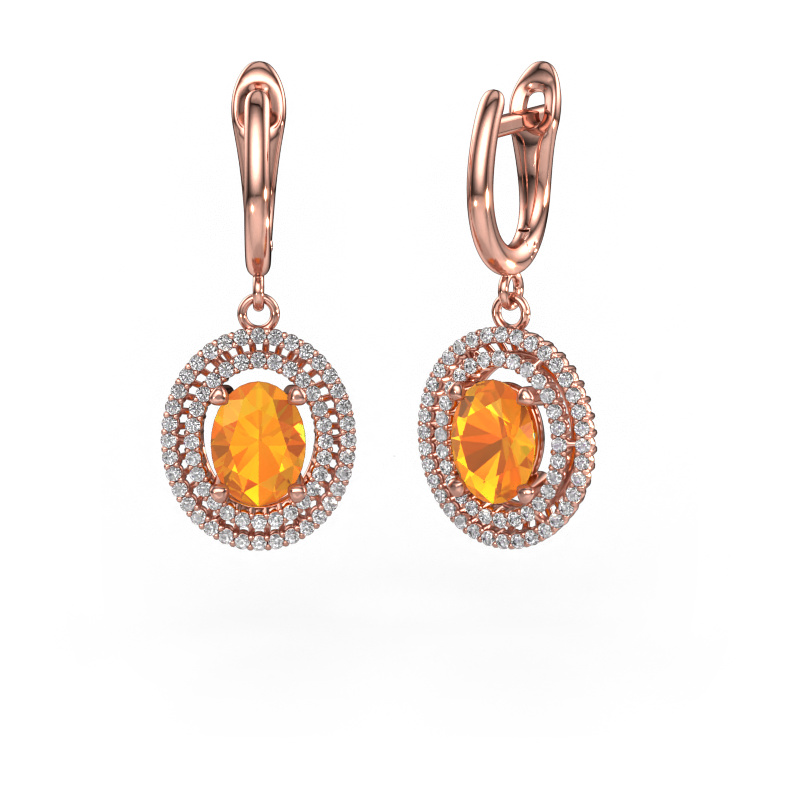 Bild von Ohrhänger Karren 585 Roségold Citrin 8x6 mm