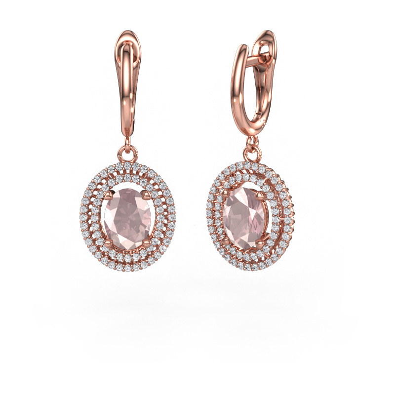 Image of Drop earrings Karren 585 rose gold Morganite champagne 8x6 mm