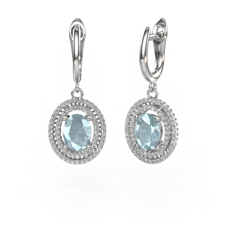Image of Drop earrings Karren 950 platinum Aquamarine 8x6 mm