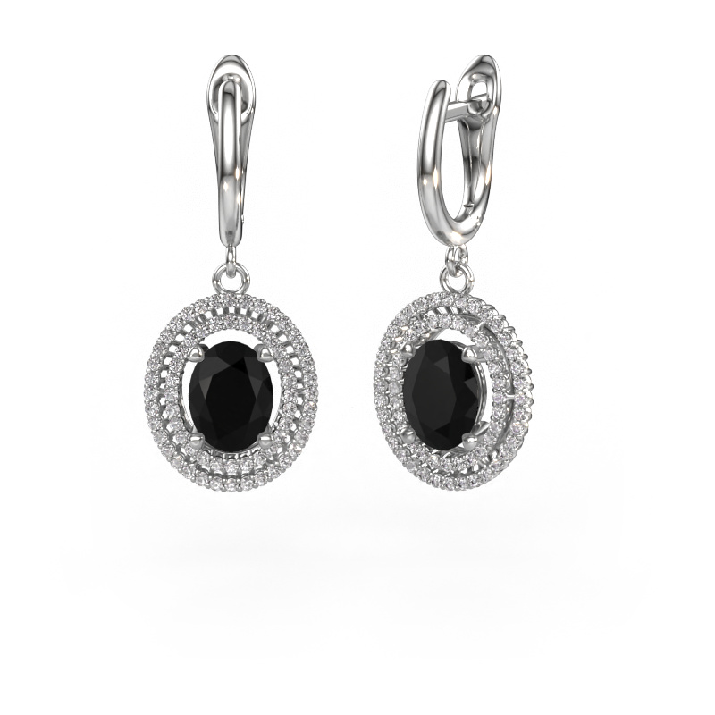 Image of Drop earrings Karren 585 white gold Black diamond 3.44 crt
