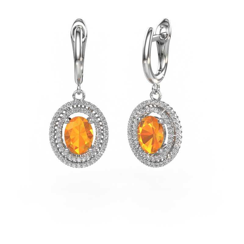 Image of Drop earrings Karren 950 platinum Citrin 8x6 mm