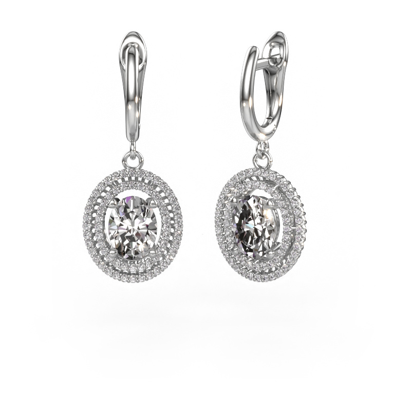 Image of Drop earrings Karren 950 platinum Diamond 2.84 crt