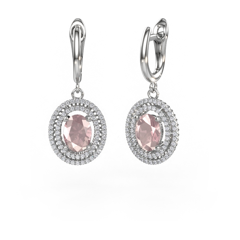 Image of Drop earrings Karren 585 white gold Morganite champagne 8x6 mm