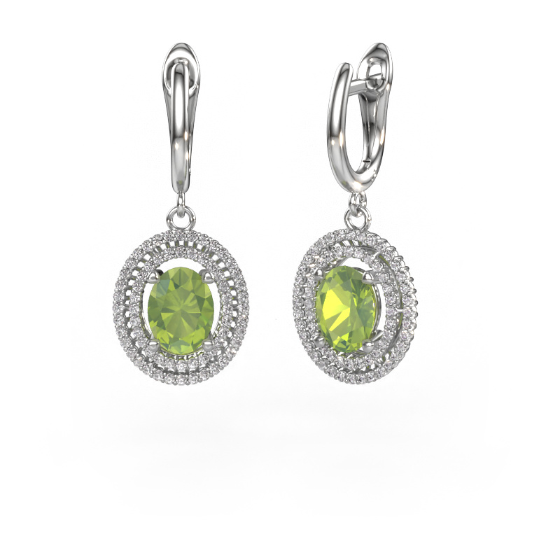 Image of Drop earrings Karren 950 platinum Peridot 8x6 mm