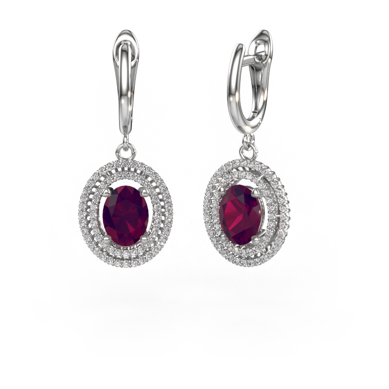 Image of Drop earrings Karren 950 platinum Rhodolite 8x6 mm
