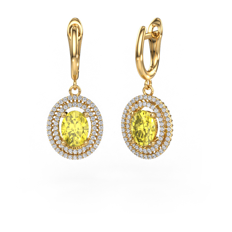 Image of Drop earrings Karren 585 gold Yellow lab grown diamond 8x6 mm