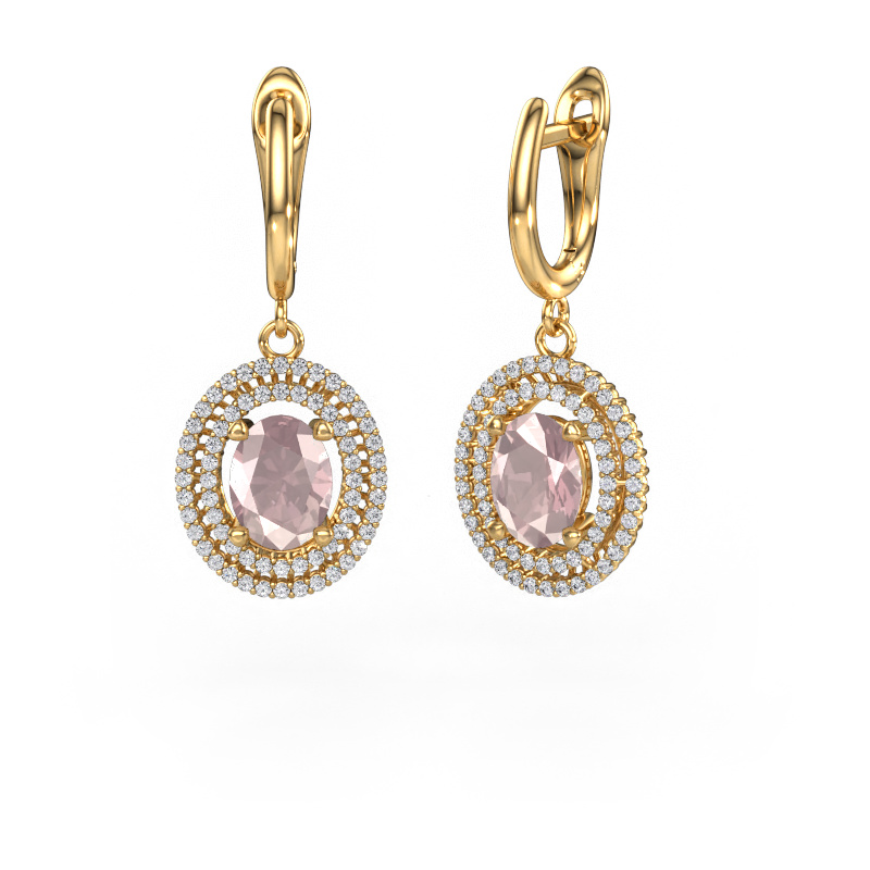 Image of Drop earrings Karren 585 gold Morganite champagne 8x6 mm