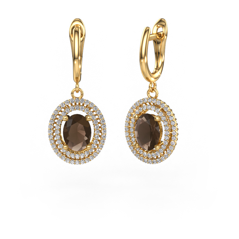 Image of Drop earrings Karren 585 gold Smokey quartz 8x6 mm