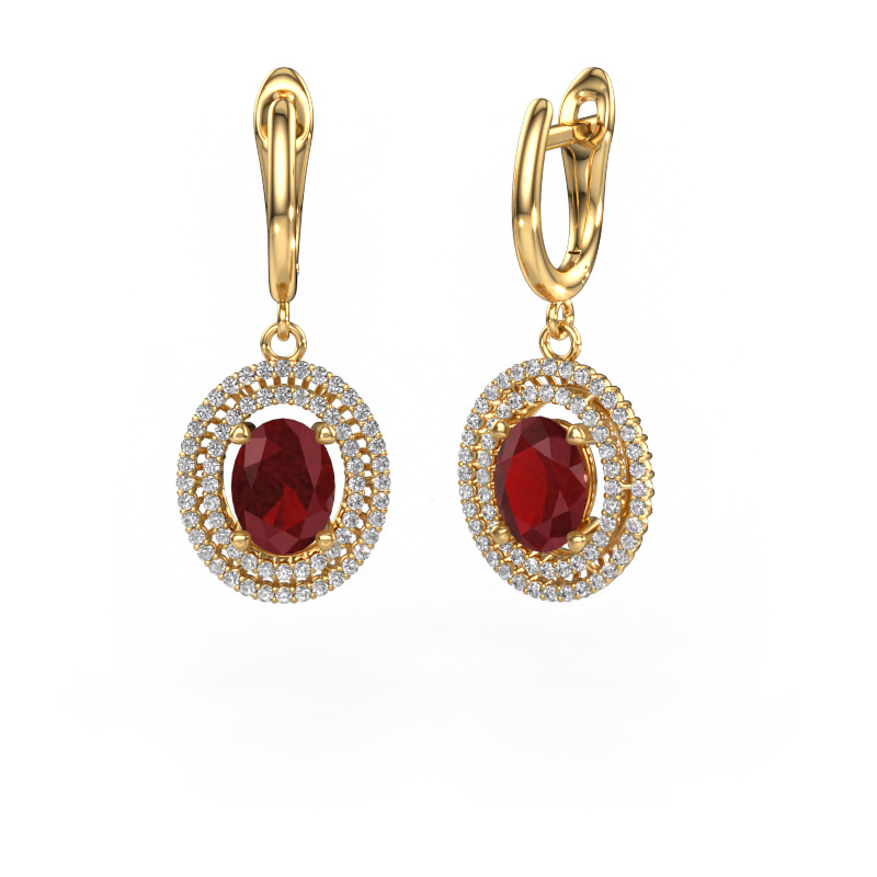 Image of Drop earrings Karren 585 gold Ruby 8x6 mm