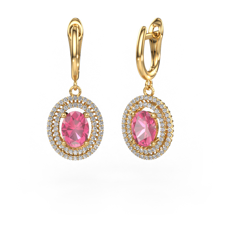 Image of Drop earrings Karren 585 gold Pink sapphire 8x6 mm