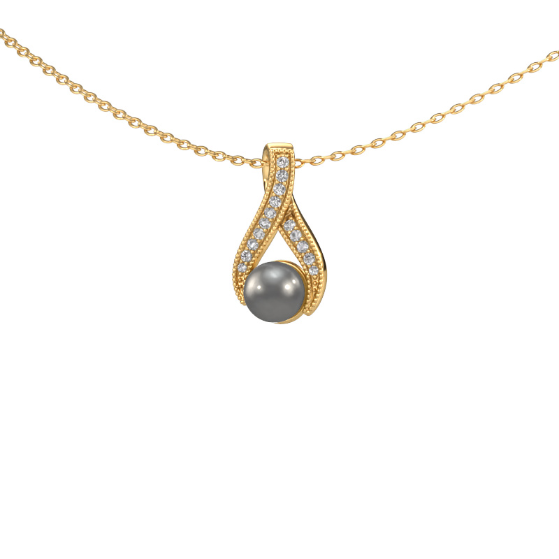 Afbeelding van Hanger Kasha 585 goud Grijze parel 5 mm