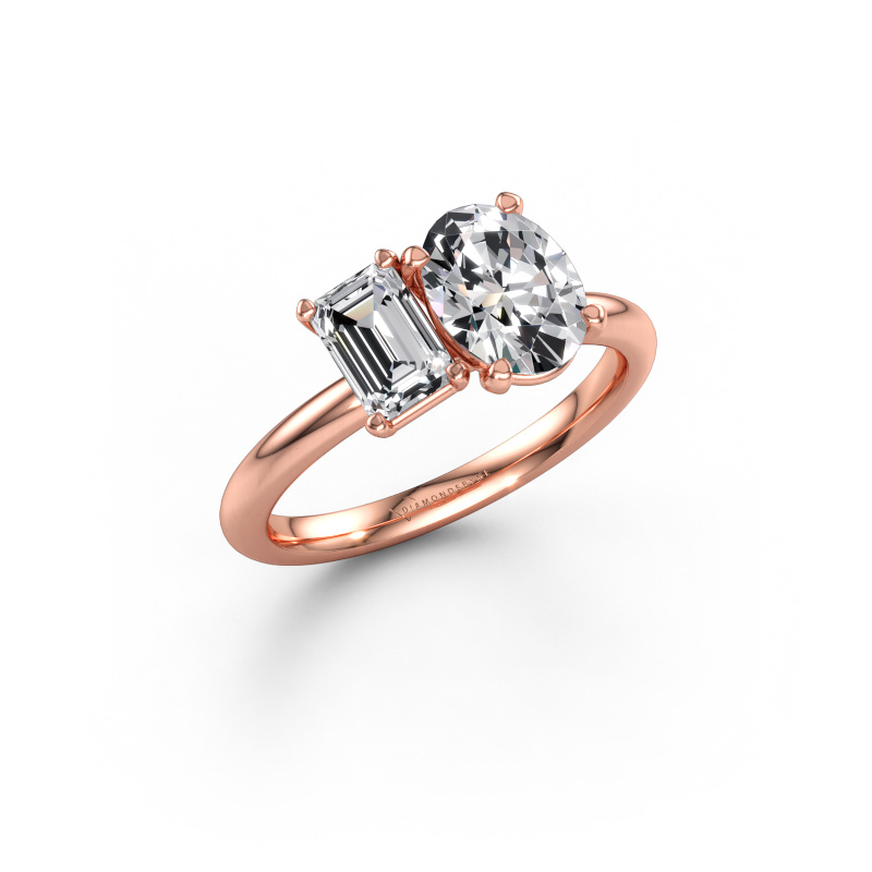 Image of Engagement ring Toi et Moi OVL-EME 585 rose gold Lab-grown diamond 1.80 crt
