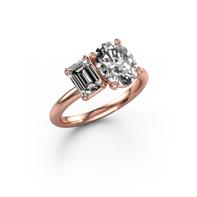 Image of Engagement ring Toi et Moi OVL-EME 585 rose gold Lab-grown diamond 2.70 crt