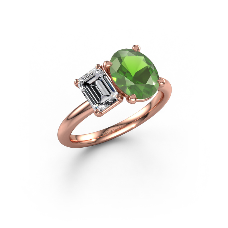 Bild von Verlobungsring Toi et Moi OVL-EME 585 Roségold Turmalin grün 9x7 mm
