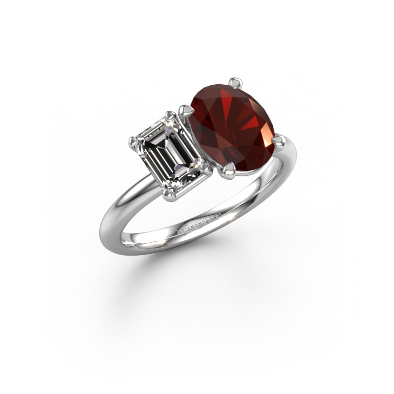 Image of Engagement ring Toi et Moi OVL-EME 950 platinum Garnet 9x7 mm