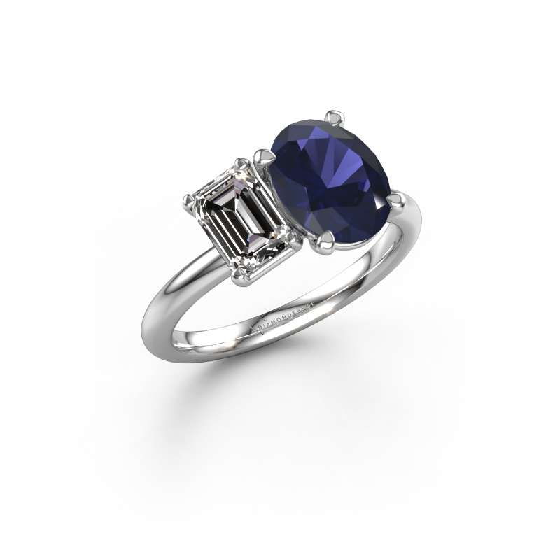 Image of Engagement ring Toi et Moi OVL-EME 950 platinum Sapphire 9x7 mm
