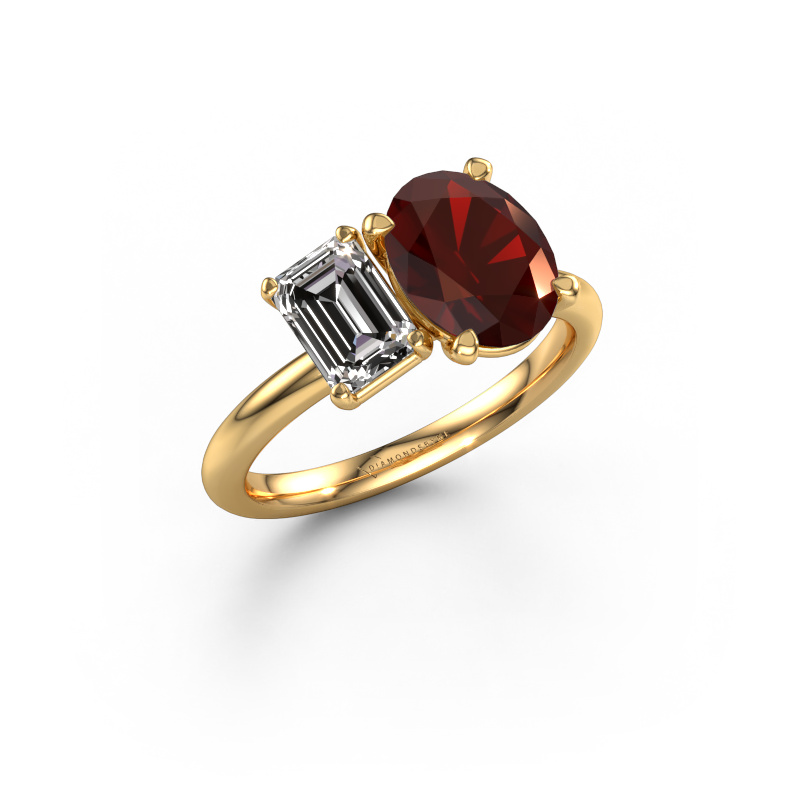 Image of Engagement ring Toi et Moi OVL-EME 585 gold Garnet 9x7 mm