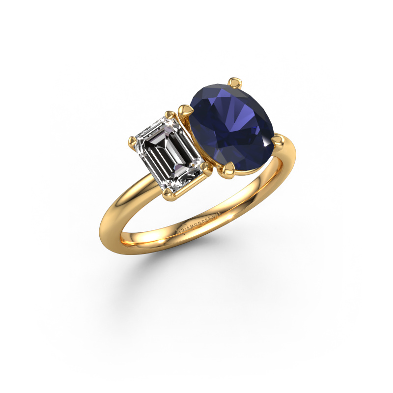 Image of Engagement ring Toi et Moi OVL-EME 585 gold Sapphire 9x7 mm
