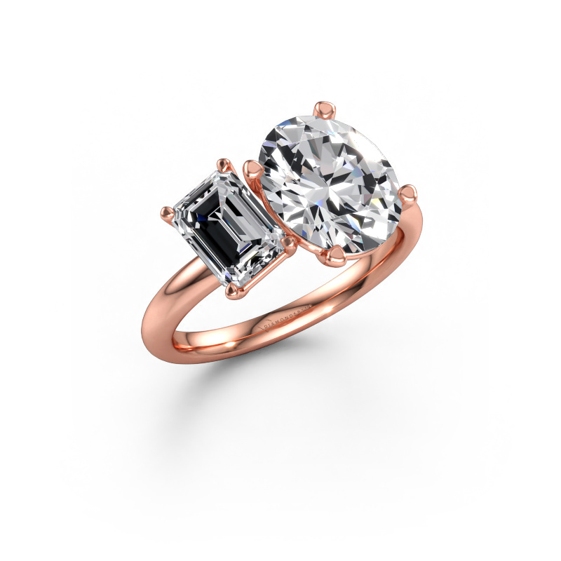 Image of Engagement ring Toi et Moi OVL-EME 585 rose gold Diamond 3.85 crt