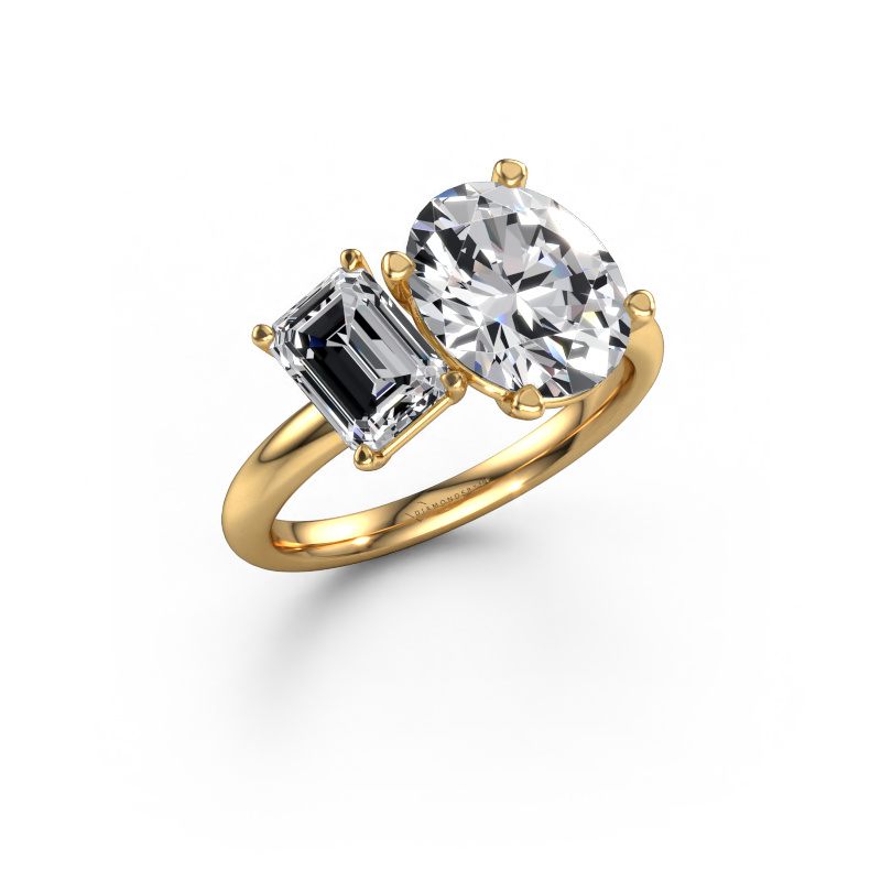 Image of Engagement ring Toi et Moi OVL-EME 585 gold Lab grown diamond 3.85 crt