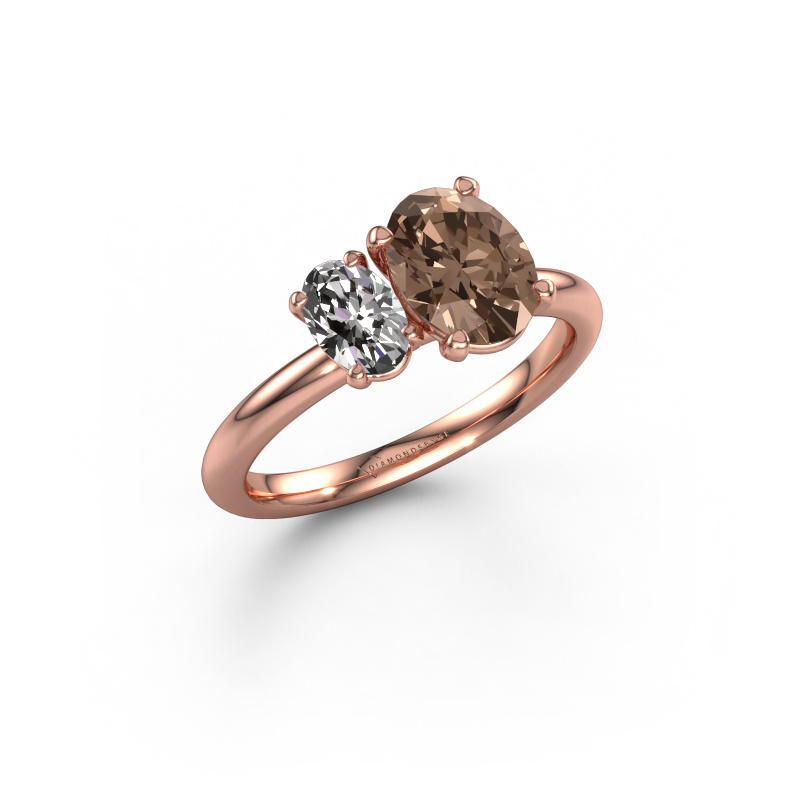 Image of Engagement ring Toi et Moi OVL-OVL 585 rose gold Brown diamond 1.50 crt